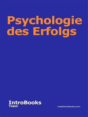 cover image of Psychologie des Erfolgs